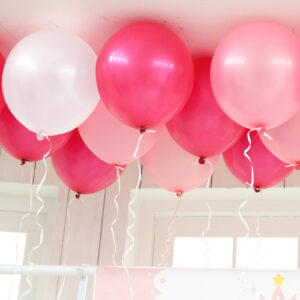 balloons with ribbons