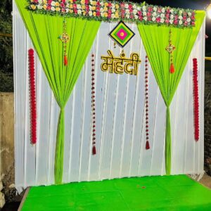 Green Theme Mehndi Decoration